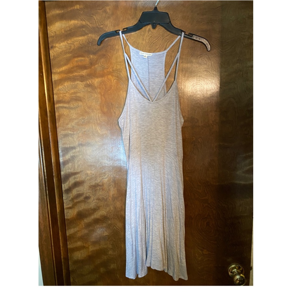 Grey knee length comfy dress with top strap detail